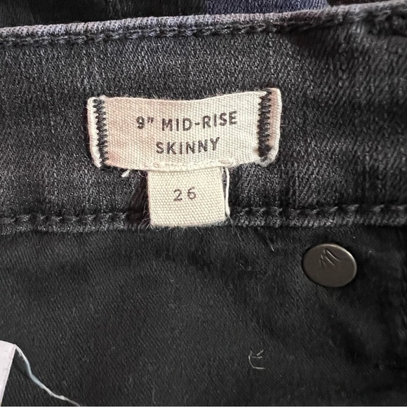 Madewell 9" Mid-Rise Skinny Jeans Berkeley Black: Button-Through Edition Size 26 - Picture 3 of 13